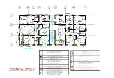 Plan électrique - Apartment Block 2D dwg
