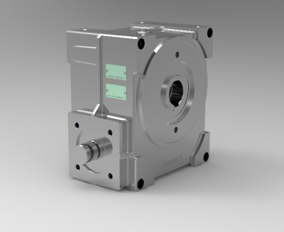 Autodesk Inventor 3D CAD Model of worm gear with flange for unit a=63 