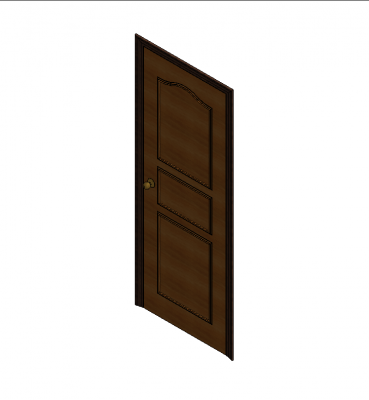 3 Panel wooden door Revit model