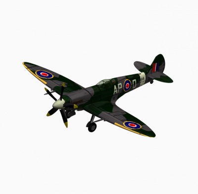 Blocco di aeromobili Spitfire 3ds max