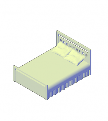 cama doble de madera modelo 3D de AutoCAD