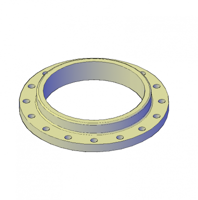 Ring flange 3D CAD block 