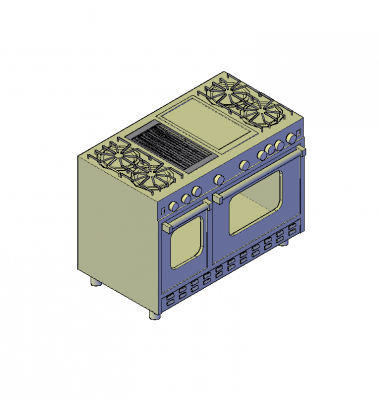 Backofen Bereich und Bratpfanne 3D-CAD-Block