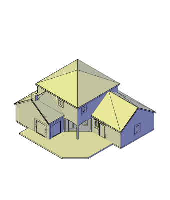 独立的法国风格的房子AutoCAD三维模型