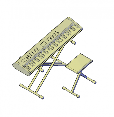 Tastiera con sgabello Blocco CAD 3D