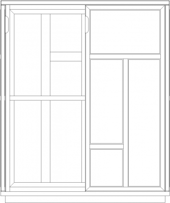 898mm Height Divided Lite with Rattan Made Door Cabinet Front Elevation dwg Drawing