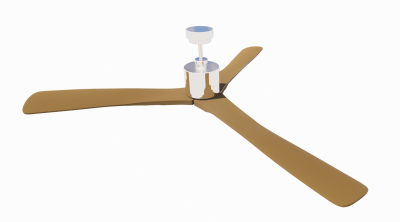 Ceiling fan with 3 brown wings and stainless motor revit family