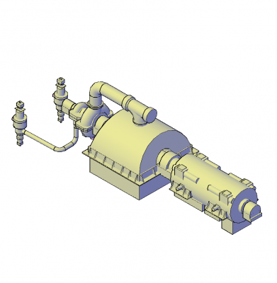 Паровая турбина генератор 3D CAD блок