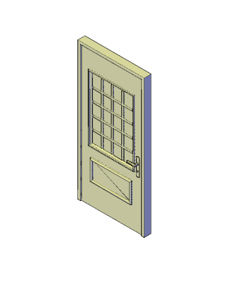 Semi застекленная дверь 3D CAD блок