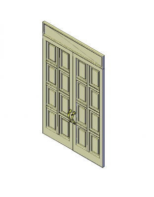 平开窗入口双门三维CAD模型