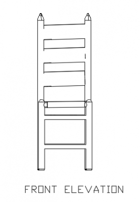 930mm Height Outdoor Chair Made in Rattan Front Elevation dwg Drawing