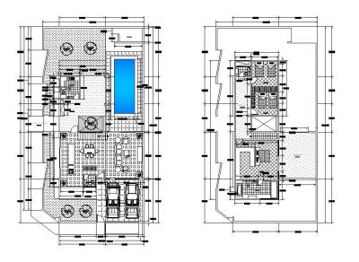 House design with swimming pool dwg