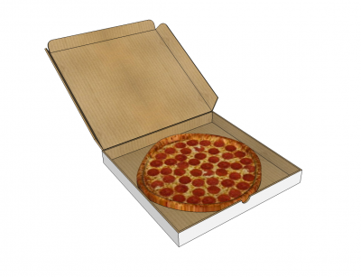 ボックススケッチアップモデルのペパロニピザ