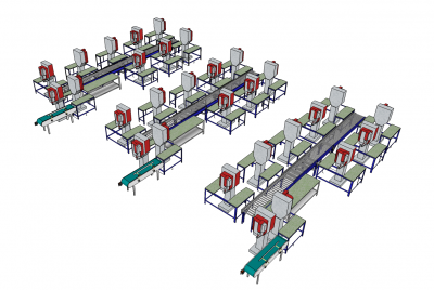 Warehouse assembly line Sketchup models