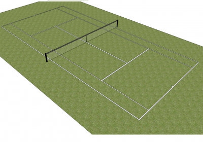 Modello di sketchup del campo da tennis dell'erba