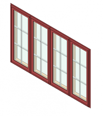 4 panel windows Revit model