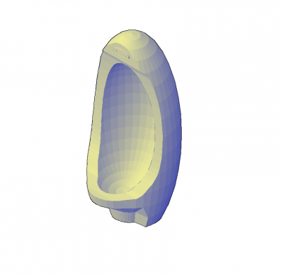 Bloque DWG en urinario Oval en 3D