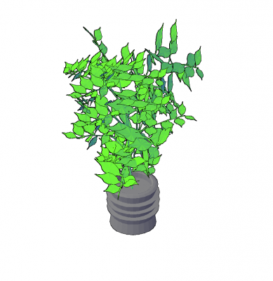 Detailed potted plant 3 DWG block 