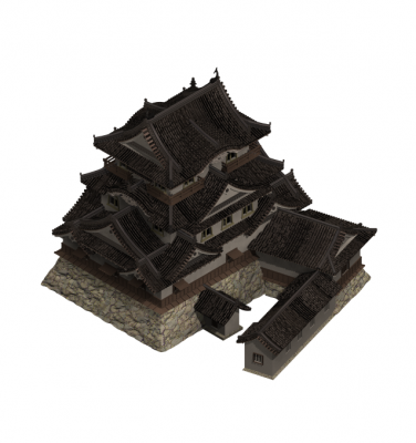 modèle japonais du château 3D max avec des textures