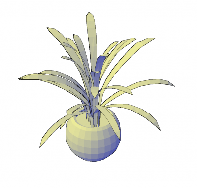 Eingetopftes Spider-Pflanzen-3D AutoCAD-Modell