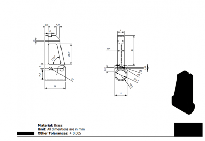 Autodesk Inventor 2D CAD drawing of a mechanical Part 98