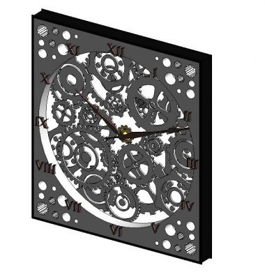 Wall Clock with Gears Revit Family