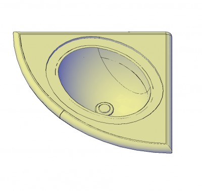 Corner inset basin 3D CAD block 