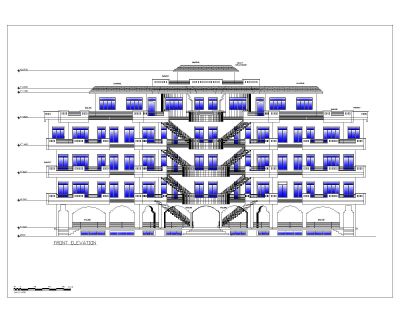 Prospetti 2D in stile asiatico (edificio commerciale a più piani) Standard internazionale tipo 3-1 .dwg