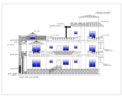 Asian Style 2D Elevations (Multistoried Residential Building) International Standard Type 10-2 .dwg