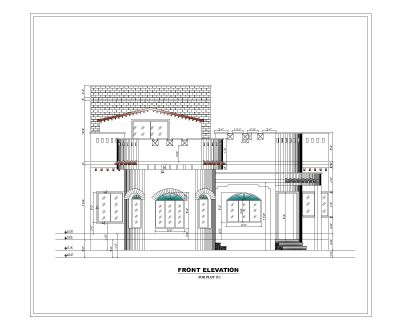 Asian Style 2D Elevations (Multistoried Residential Building) International Standard Type 20-3 .dwg