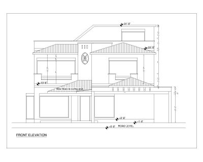Asian Style 2D Elevations (Multistoried Residential Building) International Standard Type 25-1 .dwg