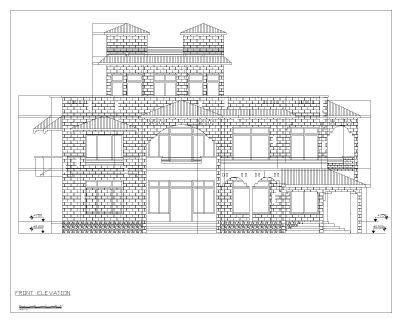 Asian Style 2D Elevations (Multistoried Residential Building) International Standard Type 29 .dwg