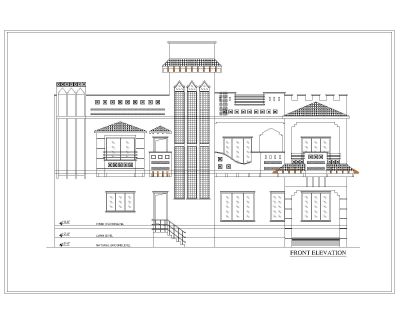 Asian Style 2D Elevations (Multistoried Residential Building) International Standard Type 39 .dwg