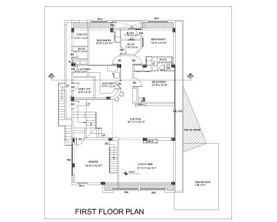 Duplex House Design im asiatischen Stil First Floor Plan .dwg