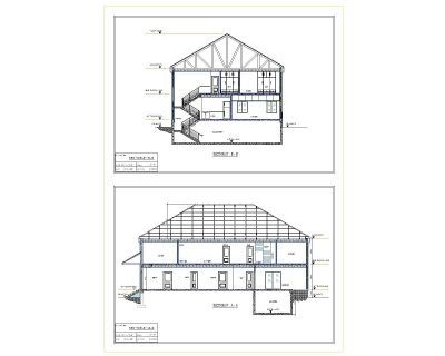 American Style House Complete Design Section Plan .dwg 