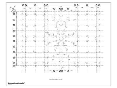 American multistory shopping Mall Design FF Column Plan AutoCAD download. 