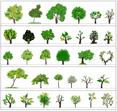 Artistic tree elevations collection 01