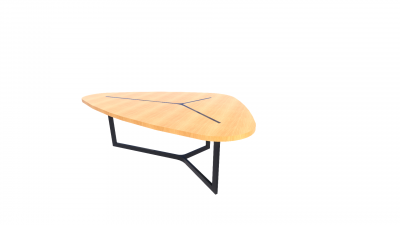 Wooden table with iron frame revit model