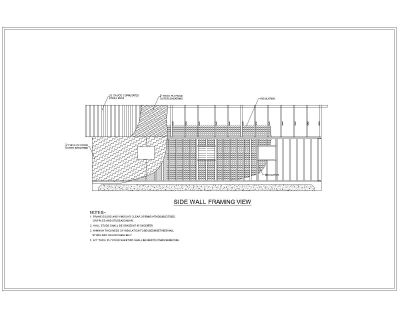 B-HUT complete wood frame Design with Footing Details_Side Wall Framing View .dwg