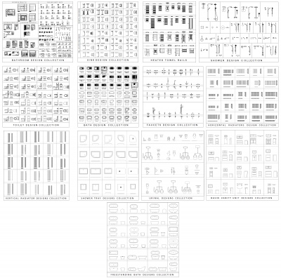 Cuarto de baño diseño volumen 3 colecciones CAD dwg