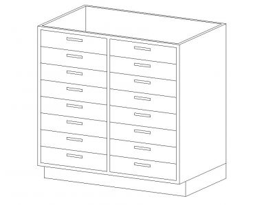 Base Cabinet-8 Drawers Double Revit Family