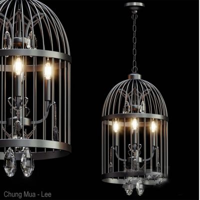 Hermosa lámpara de jaula de pájaros modelo 3d