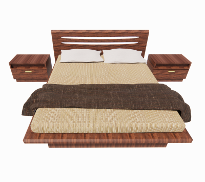 Wooden Bed with 2 tap revit model 