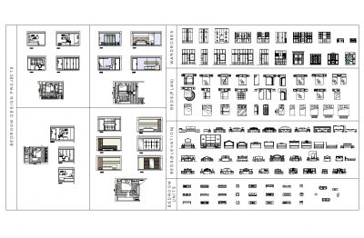 Мебель для спальни CAD коллекции блок DWG