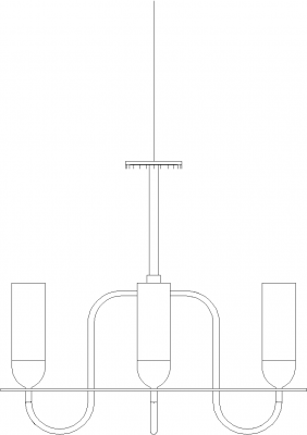 Bottle Concept Chandelier with Glass Left Side Elevation dwg Drawing
