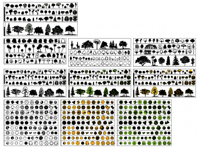 10個のツリーコレクションAutoCADブロック