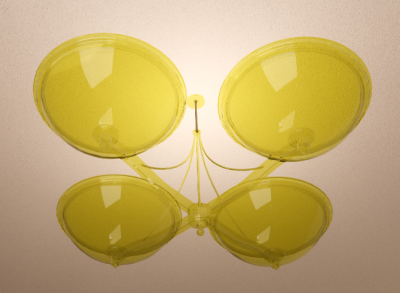 4 clear yellow glass lights - ceiling light revit family