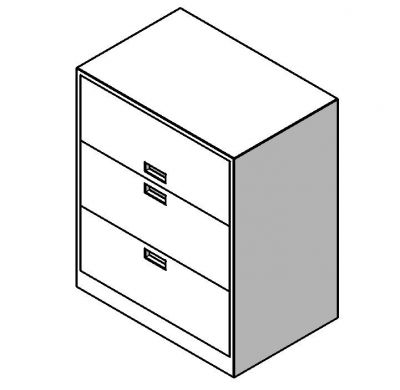 File Cabinet - Famiglia Revit laterale a 3 cassetti