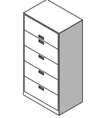 Cabinet File - Lateral 5 Drawer Revit Family