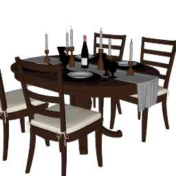 Mesa de jantar circular com 4 cadeiras skp